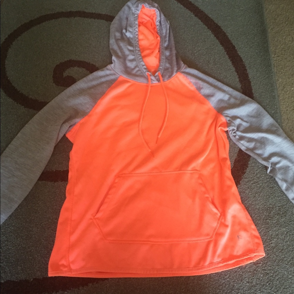 Orange and gray nylon hoodie